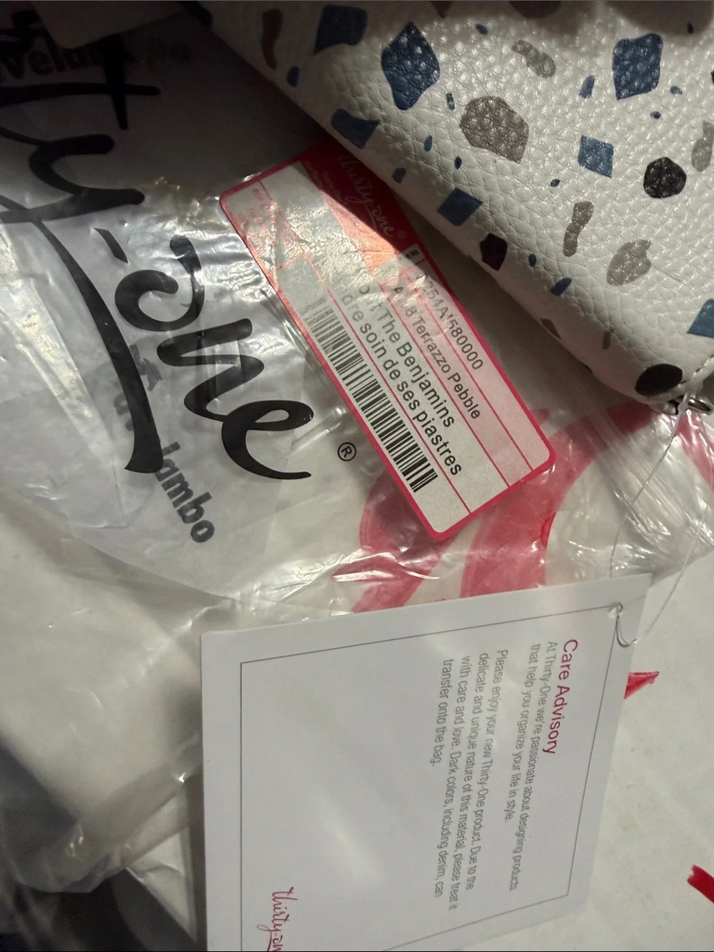 Thirty-One White Terrazzo Zip Wallet